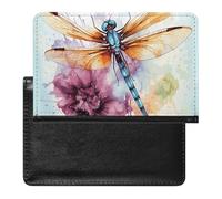 Porte-passeport, accessoires de voyage, nombreux trèfle vert, portefeuille de voyage imperméable avec emplacements pour cartes pour femmes et hommes, Peinture aquarelle libellule, Taille unique