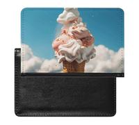 Porte-passeport - Accessoires de voyage - Parapluies colorés - Imperméable - Portefeuille de voyage avec emplacements pour cartes - Pour homme et femme, Crème glacée nuageuse, Taille unique