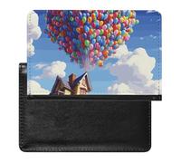 Porte-passeport - Accessoires de voyage - Rayures mexicaines colorées - Imperméable - Portefeuille de voyage avec emplacements pour cartes - Pour homme et femme, Ballon et maison colorés, Taille