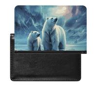 Porte-passeport - Accessoires de voyage - Rouge - Imperméable - Avec emplacements pour cartes - Pour homme et femme, Ours polaire Northern Lights, Taille unique