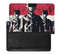 Porte-passeport - Accessoires de voyage - Terrain de sport - Imperméable - Portefeuille de voyage avec emplacements pour cartes - Vert, Soldat devant le drapeau américain, Taille unique