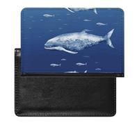 Porte-passeport - Accessoires de voyage - Terrain de sport - Imperméable - Portefeuille de voyage avec emplacements pour cartes - Vert, Petite baleine bleue., Taille unique