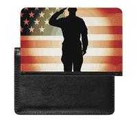 Porte-passeport - Accessoires de voyage - Tortues sortant des oranges - Imperméable - Portefeuille de voyage avec emplacements pour cartes - Pour homme et femme, Drapeau américain soldat saluant