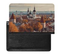 Porte-passeport - Accessoires de voyage - Tortues sortant des oranges - Imperméable - Portefeuille de voyage avec emplacements pour cartes - Pour homme et femme, Paysage urbain de Tallinn Estonie