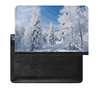 Porte-passeport - Accessoires de voyage - Trois pélicans - Étanche - Portefeuille de voyage avec emplacements pour cartes - Pour homme et femme, Arbres d'hiver enneigés, Taille unique