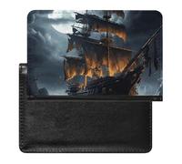 Porte-passeport - Accessoires de voyage - Voilier pirate pleine lune _ 78728436 - Portefeuille de voyage étanche avec emplacements pour cartes pour homme et femme, Pirate Voilier Pleine Lune_78728436