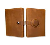 Porte-Passeport AirTag en Cuir véritable pour Homme et Femme avec Blocage RFID pour Voyage sécurisé et Organisateur de Documents (Marron)