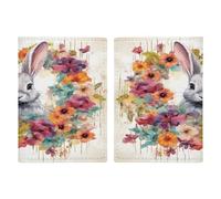 Porte-passeport aquarelle lapin et fleurs ultra fin en cuir PU organiseur de documents de voyage compact de qualité supérieure pour passeport international américain pour homme et femme
