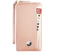 Porte-passeport avec Airtag - Portefeuille pour passeport - Organiseur de documents de voyage avec poche zippée pour homme et femme, Airtag Or rose, Porte-passeport avec Airtag