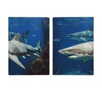 Porte-passeport avec fente pour passeport, portefeuille de voyage pour homme et femme avec deux requins blancs