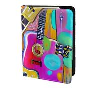 Porte-passeport avec impression couleur acoustique et guitares - Essentiels de voyage - Portefeuille antivol pour cartes et passeports - Taille adaptée à tous les passeports standard