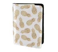 Porte-passeport avec impression d'ananas doré, essentiels de voyage, cartes et passeport, taille adaptée à tous les passeports standard