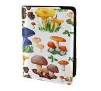 Porte-passeport avec impression de champignons japonais - Essentiels de voyage - Portefeuille antivol pour cartes et passeports - Taille adaptée à tous les passeports standard