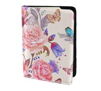 Porte-passeport avec impression de fleurs, roses et papillons, essentiels de voyage, porte-cartes et passeport, taille adaptée à tous les passeports standard