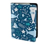 Porte-passeport avec imprimé poisson bleu, essentiels de voyage, cartes et passeport, taille adaptée à tous les passeports standard