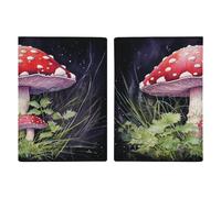 Porte-passeport champignons dans l'herbe - Ultra fin en cuir synthétique - Organiseur de documents de voyage compact de qualité supérieure - Housse de protection pour passeport international américain