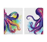 Porte-passeport coloré en forme de pieuvre avec fente pour passeport, portefeuille de voyage pour homme et femme