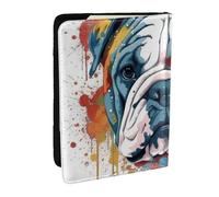 Porte-passeport coloré imprimé bouledogue anglais, étui de voyage en cuir PU pour homme et femme, 16,5 cm, Noir , Taille unique