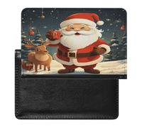 Porte-passeport de Noël pour documents de voyage en cuir synthétique avec poche frontale minimaliste et portefeuille à deux volets
