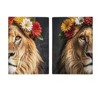 Porte-passeport de voyage avec emplacements pour cartes de crédit et carte d'embarquement Motif lion africain portant une fleur sur la tête