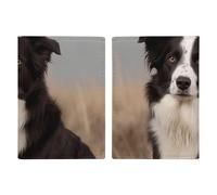 Porte-passeport de voyage Border Collie avec emplacements pour cartes de crédit et fente pour carte d'embarquement pour voyage, carte d'identité familiale (20,3 x 13,7 cm)