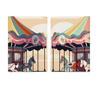 Porte-passeport de voyage en cuir imprimé carrousel pour voyage, documents, cadeaux de voyage, Carroussel/Multicolore, 20.3x13.8cm