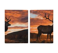 Porte-passeport de voyage en cuir imprimé cerf taureau élan coucher de soleil housse de passeport pour voyage, documents, cadeaux de voyage, Red Deer Bull Elk Coucher de soleil, 20.3x13.8cm