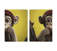 Porte-passeport de voyage en cuir imprimé chat sur couverture pour passeport pour voyage, documents, cadeaux de voyage, Singe curieux, 20.3x13.8cm