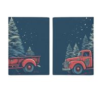 Porte-passeport de voyage en forme de camion rouge avec arbre de Noël avec emplacements pour cartes de crédit et carte d'embarquement - Pour passeport, cartes de crédit, cartes d'embarquement