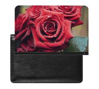 Porte-passeport de voyage étanche avec emplacements pour cartes pour homme et femme, Belle rose rouge, Taille unique