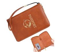 Porte-Passeport de Voyage | Pochette PU Portable Multi-Poches - Portefeuille Passeport pour Homme avec Fermeture Éclair - Pour Hommes Femmes Argent Billet Carte D'Embarquement Vacances Voyage