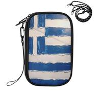 Porte-passeport de voyage pour voyage drapeau grec national bleu