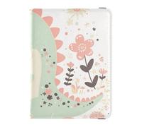 Porte-passeport décoratif en cuir avec motif de bébé dinosaure - Couleurs pastel - Pour voyage - Pour homme - Portefeuille léger, dessin animé bébé dinosaure enfantin doodle style couleurs pastel, 1