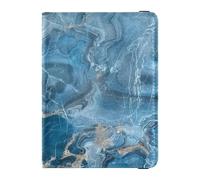 Porte-passeport décoratif en cuir bleu marbré pour documents de voyage, organiseur de documents de voyage, carnet de passeport, ultra fin, Marbre bleu pierre, 1 size