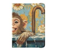Porte-passeport décoratif en cuir jaune mignon singe de bain pour voyage documents de voyage organisateur protecteur passeport étui de documents de voyage portefeuille imperméable, Singe de bain jaune