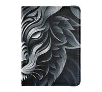 Porte-passeport décoratif en cuir noir motif lion géométrique abstrait pour homme portefeuille combo porte-cartes étui passeport étui étanche, Lion géométrique abstrait noir, 1 size