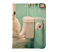 Porte-passeport décoratif rétro en cuir avec motif lémurien - Organiseur de documents de voyage - Accessoire léger, Cuvette de toilette rétro lémurienne, 1 size