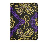 Porte-passeport décoratif rétro tendance en cuir avec motif cachemire doré et violet pour homme, Rétro Mode Fleur Cachemire Or Violet, 1 size