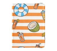 Porte-passeport d'été en cuir à rayures oranges et blanches pour homme pour voyage Portefeuille Combo mignon carnet de passeport pour homme léger, Jus d'été orange à rayures blanches, 1 size