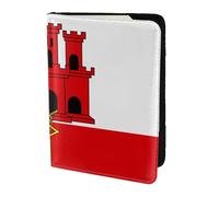 Porte-passeport drapeau de Gibraltar 5,12,7 cm - Cuir véritable, unisexe - Porte-passeport pliable