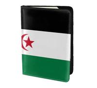 Porte-passeport drapeau du Sahara Occidental 5,12,7 cm - Cuir véritable, unisexe - Porte-passeport pliable