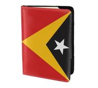 Porte-passeport drapeau du Timor-Leste 5,5 pouces - Cuir véritable, unisexe - Porte-passeport pliable