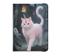 Porte-passeport en cuir avec motif chat dans un château - Pour voyage en famille - Accessoires indispensables