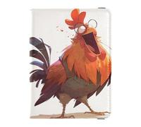 Porte-passeport en cuir avec motif de coq pour femme