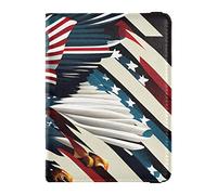 Porte-passeport en cuir avec motif drapeau américain et étui de passeport avec blocage RFID, Illustration créative du drapeau américain, one size