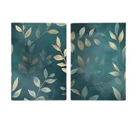 Porte-passeport en cuir avec motif feuilles aquarelles pour voyage d'affaires, cadeau de voyage, Motif feuilles aquarelle, 20.3x13.8cm