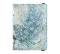 Porte-passeport en cuir avec motif mandala et paon bleu doré pour voyage pour voyage, portefeuille, porte-badge, carte d'identité, vaccin, portefeuille léger pour homme, mandala paon motif mandala