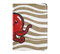 Porte-passeport en cuir avec motif vague de dessin animé rouge animal mer kaki mignon pour voyage portefeuille combo porte-cartes étui passeport pour homme étanche, Motif vague dessin animé rouge