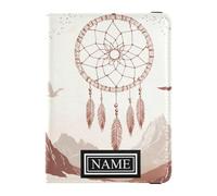 Porte-passeport en cuir avec nom personnalisé - Portefeuille sécurisé caché pour argent et cartes - Organiseur de voyage pour homme - Attrape-rêves occidentaux - Montagnes tribales