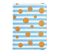 Porte-passeport en cuir Bitcoin rayé bleu et blanc pour voyage, grande capacité, porte-monnaie et cartes pour voyage en famille, accessoires indispensables